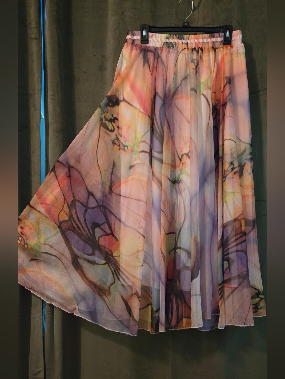 Watercolor Floral Pleated Skirt - Lavender Multicolor